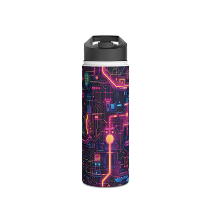 Cyberpunk Neon Pattern Stainless Steel Water Bottle with Twist-on Lid and Double-Wall Vacuum Insulation