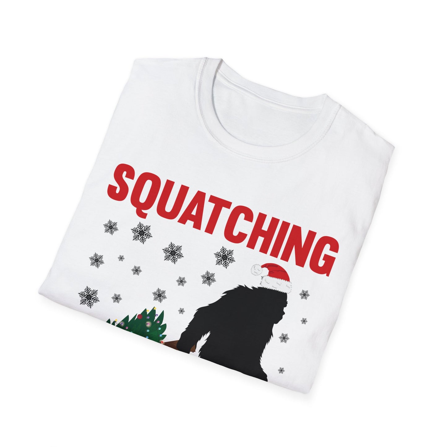 Squatching Through The Snow Funny Bigfoot Christmas Sasquatch T-Shirt