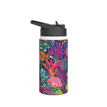 Underwater World Vibrant Pattern Stainless Steel Water Bottle with Twist-on Lid and Double-Wall Vacuum Insulation