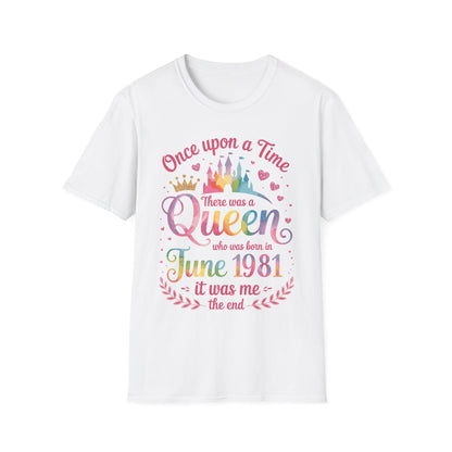Funny 45 Years Old Birthday Girl 45 Birthday Queen June 1981 T-Shirt For Women