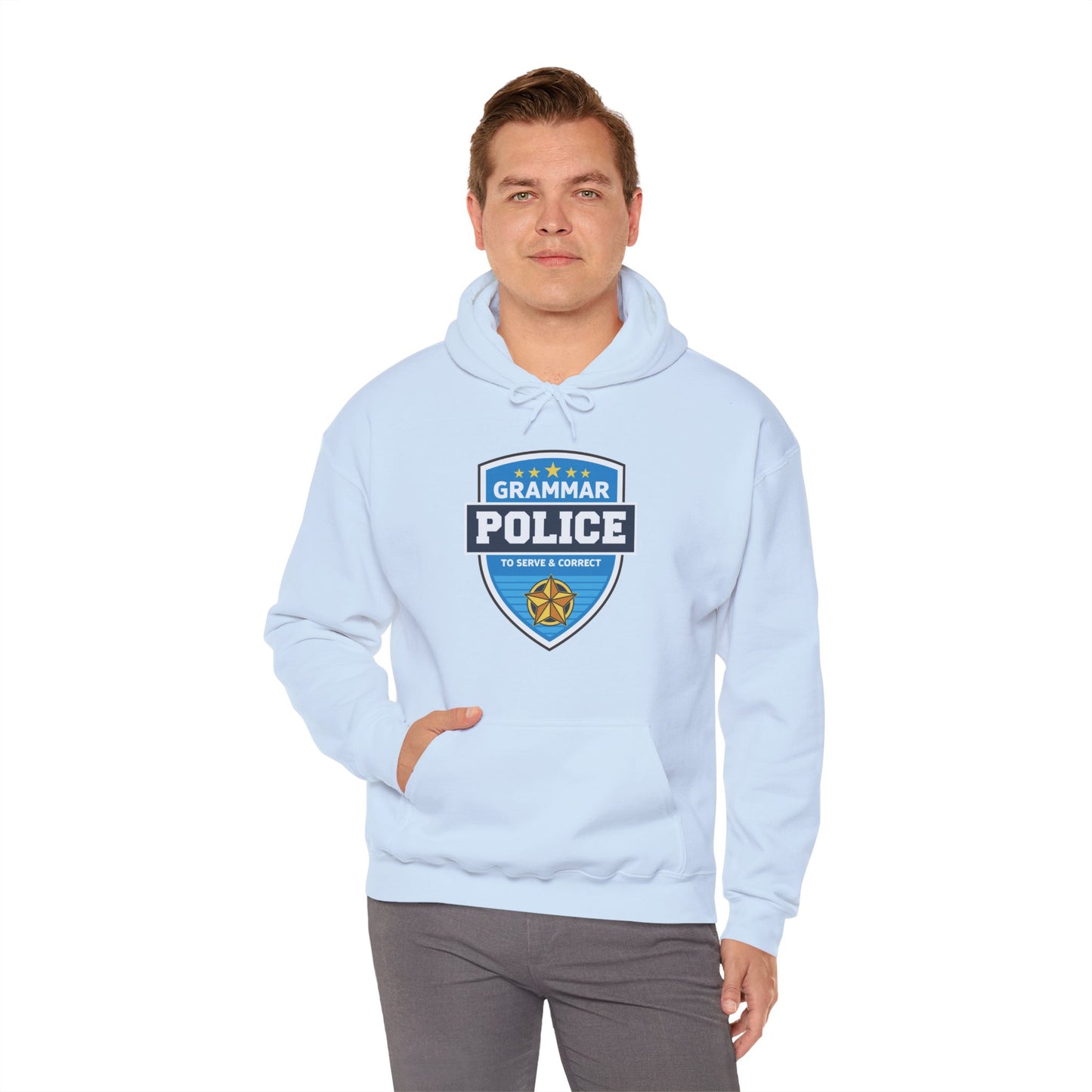 Grammar Police Badge To Serve and Correct Teacher Student Hoodie For Men Women