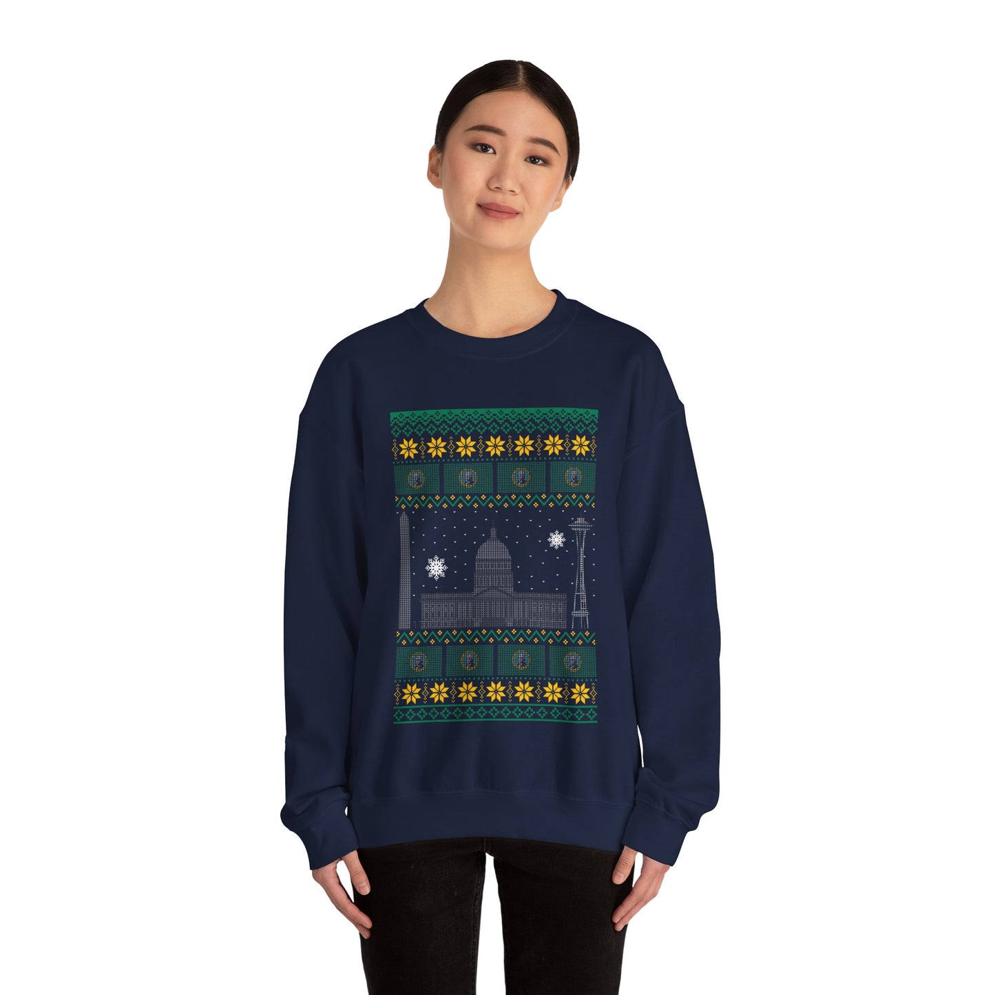 I Love Washington Christmas Santa, Reindeer Funny Ugly Christmas Jumper Sweatshirt