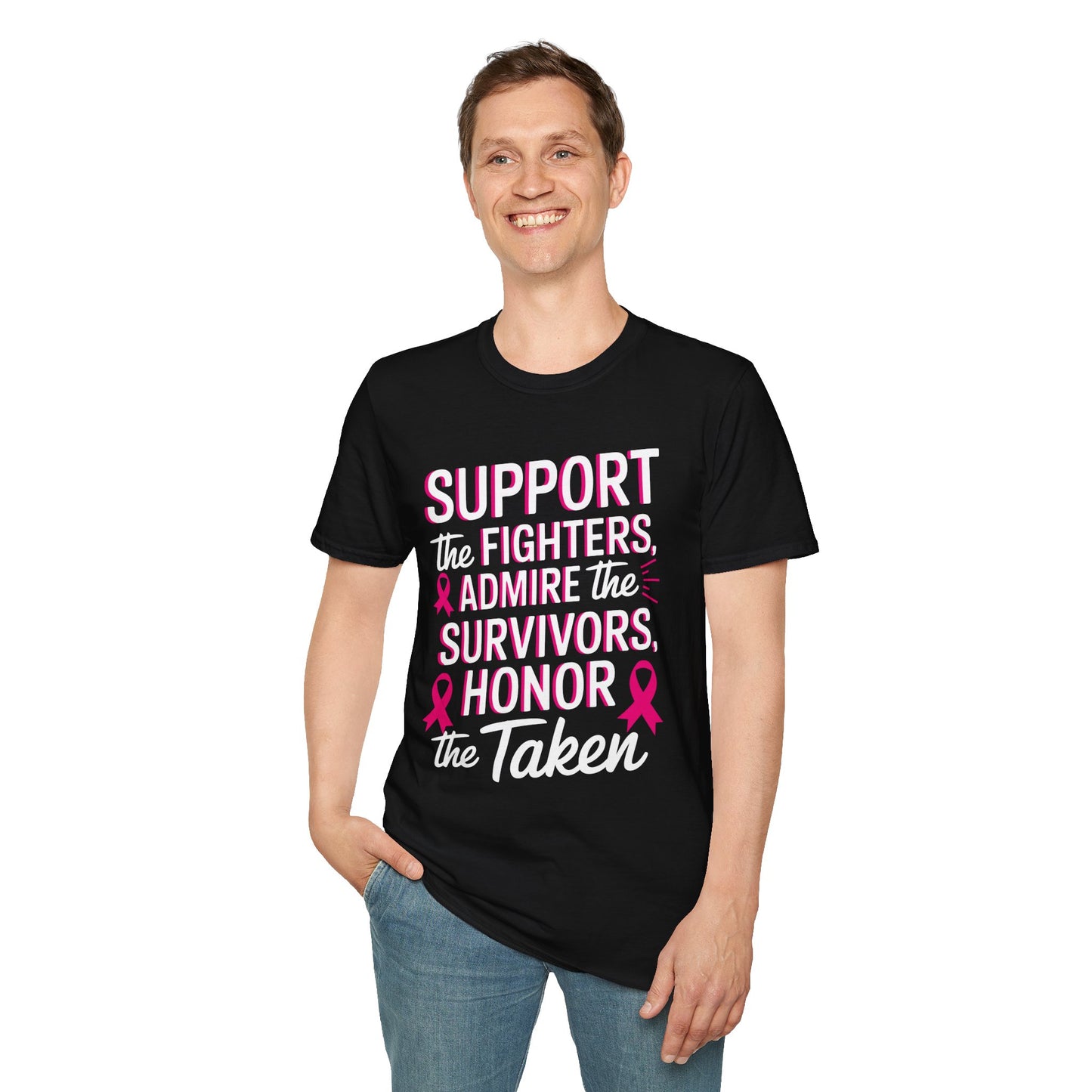 Breast Cancer Awareness Support Fighters Admire Survivors T-Shirt For Men Women