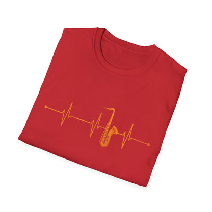 Funny Saxophone Heartbeat T-Shirt, Saxophone Player Music Lovers Shirt