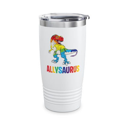 Allysaurus Dinosaur In Rainbow Flag For Ally LGBT Pride Gift Tumbler