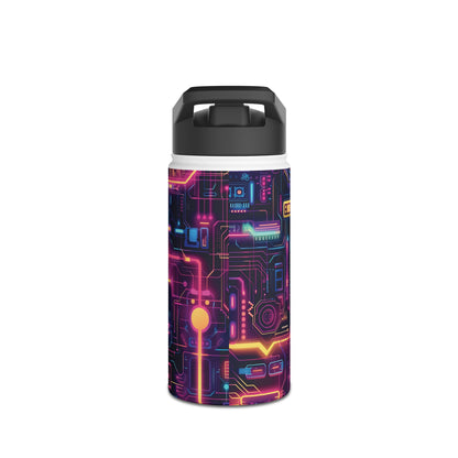 Cyberpunk Neon Pattern Stainless Steel Water Bottle with Twist-on Lid and Double-Wall Vacuum Insulation