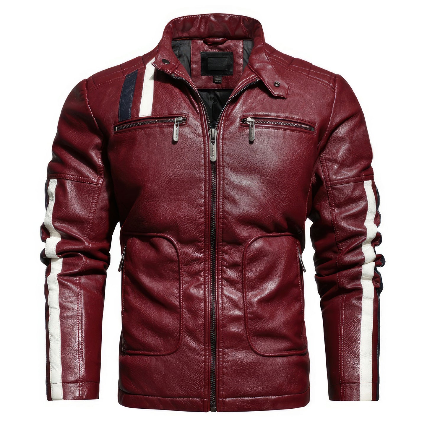 Mens Biker Leather Jacket Stand Collar Zipper Coat Fashion Casual Slim Windbreaker Motorcycle Genuine Leather Jackets