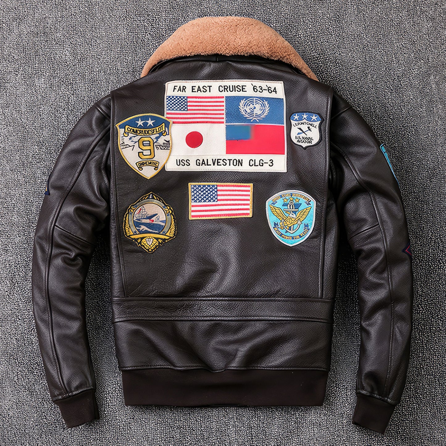 Mens Embroidery Aviator Bomber G1 Flight Jacket Cowhide Leather Coat Men Air Force Winter Clothing Aviation Real Fur Coats