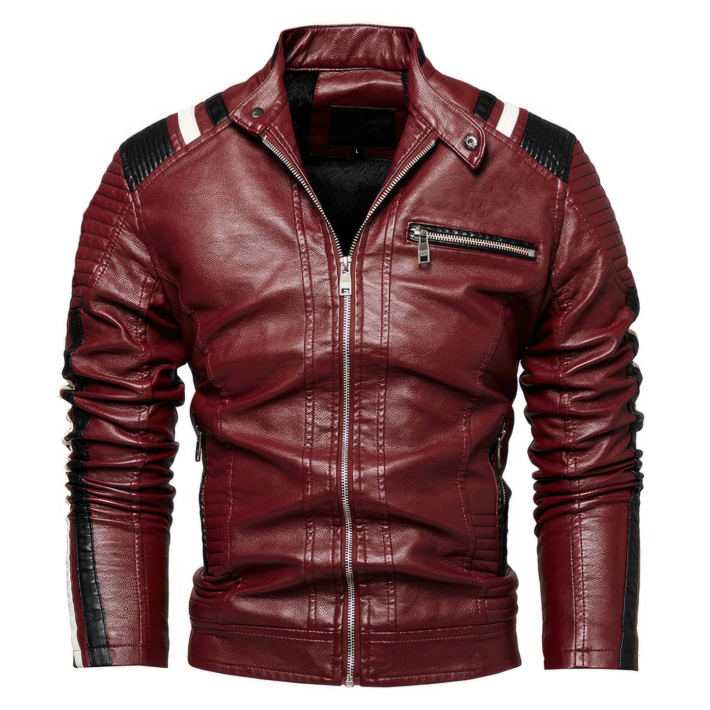 Men's Motorcycle Biker Jacket PU Leather Outwear Outdoor Winter Padded Thickened Streetwear Genuine Leather Jackets