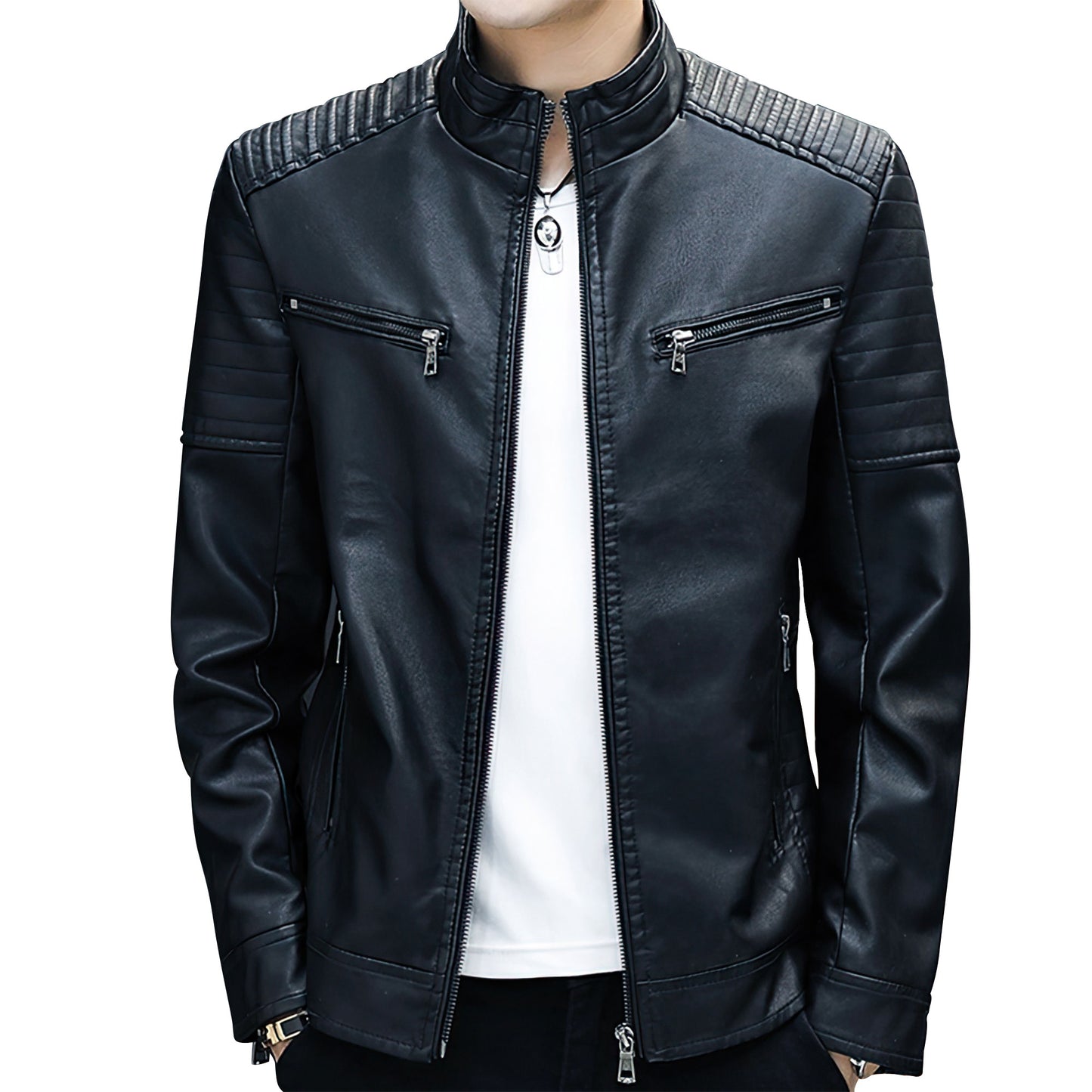 Mens Leather Jacket Men Slim Fit Short Coat Leather Jacket Streetwear Casual Blazer Outerwear Genuine Leather Jackets