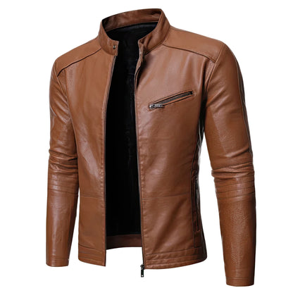 Mens Casual Leather Jacket Men Spring Autumn Coat Motorcycle Biker Slim Fit Outwear Genuine Leather Jackets