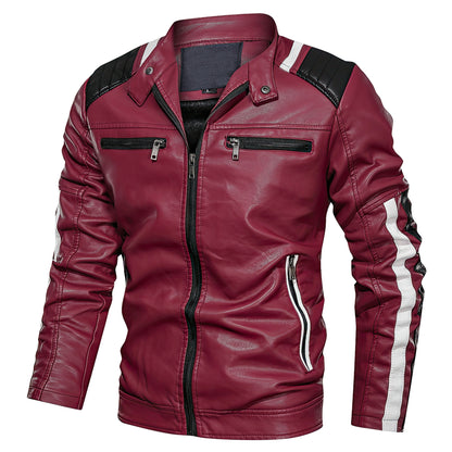 Mens Leather Jacket Motorcycle Contact Color Coats Autumn And Winter Outwearing Biker Faux and Genuine Leather Jackets