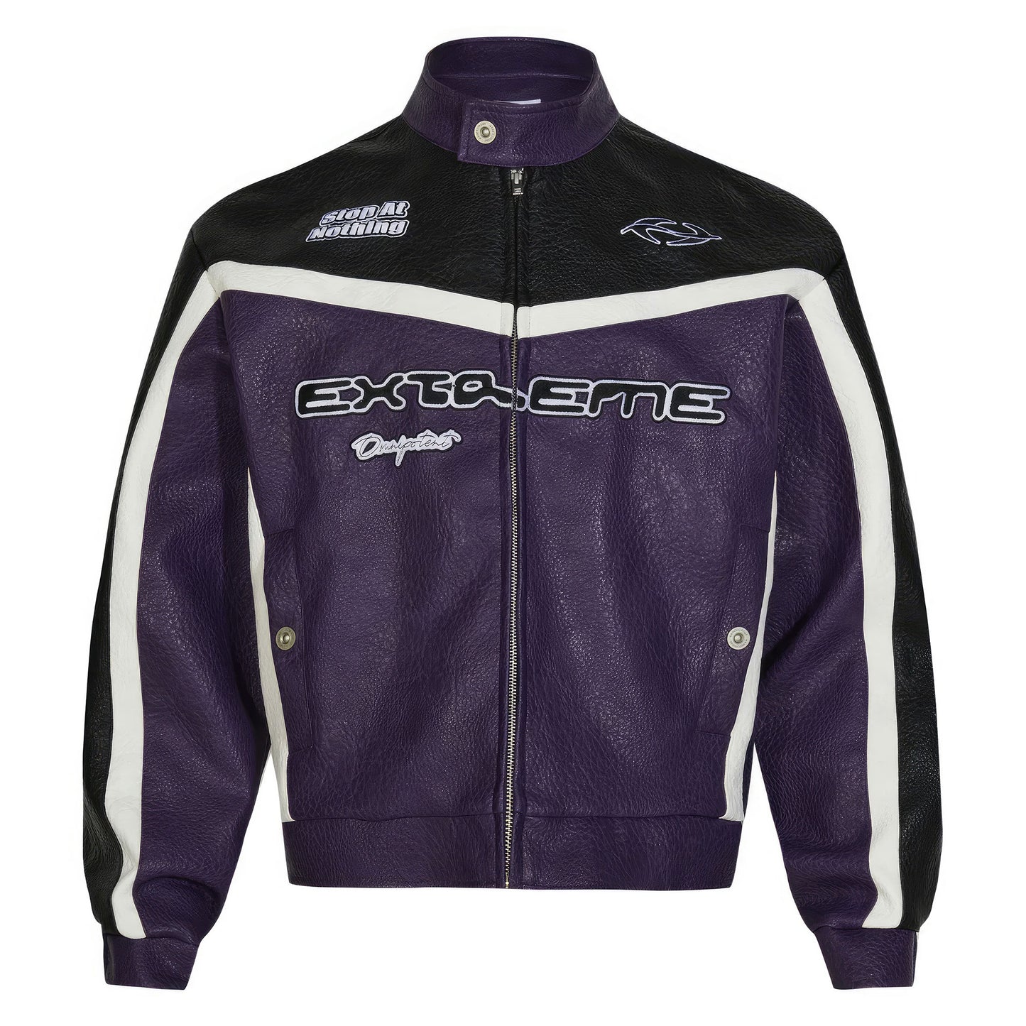 Mens Racing Leather Jacket Streetwear Retro Color Motorcycle Genuine Leather Jackets
