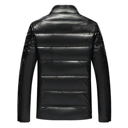 Mens Split Leather Coat Thickened Warm Men's Puffer Jacket Genuine Leather Jackets