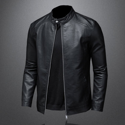 Mens Stand Collar Slim Genuine Leather Jacket Motorcycle Causal Coat Mens Moto Biker Leather Jackets