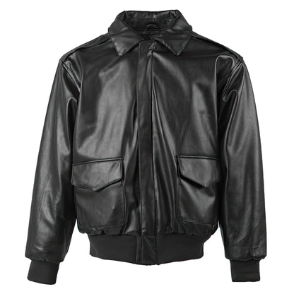 Mens A2 Pilot Coat Lapel Thickened Loose Solid Classic Punk Handsome Versatile Warm Oversize Leather Jacket