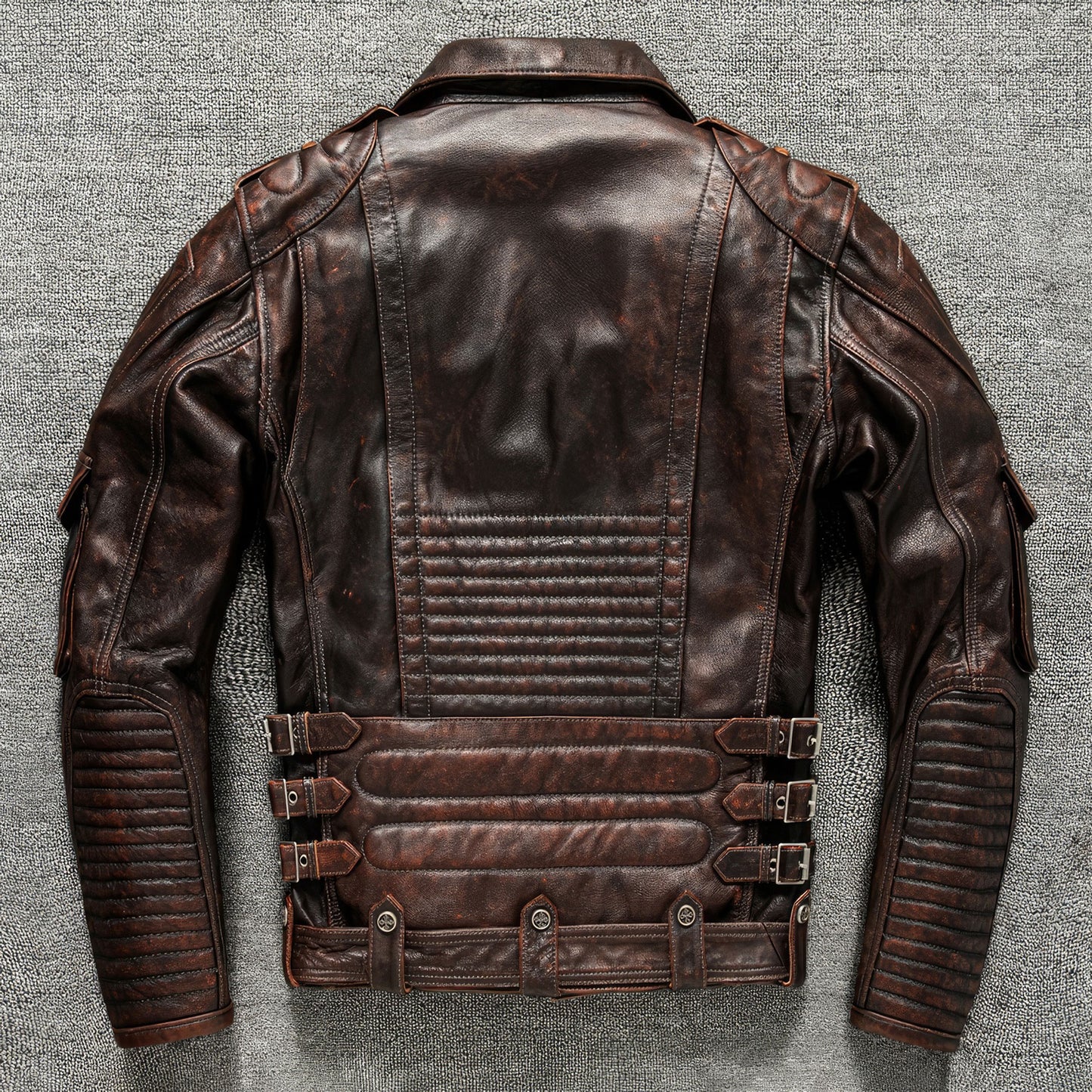 Motorcycle Vintage Brown Autumn Jacket Men Diagonal Zipper Natural Thick Cowhide Genuine Leather Jackets