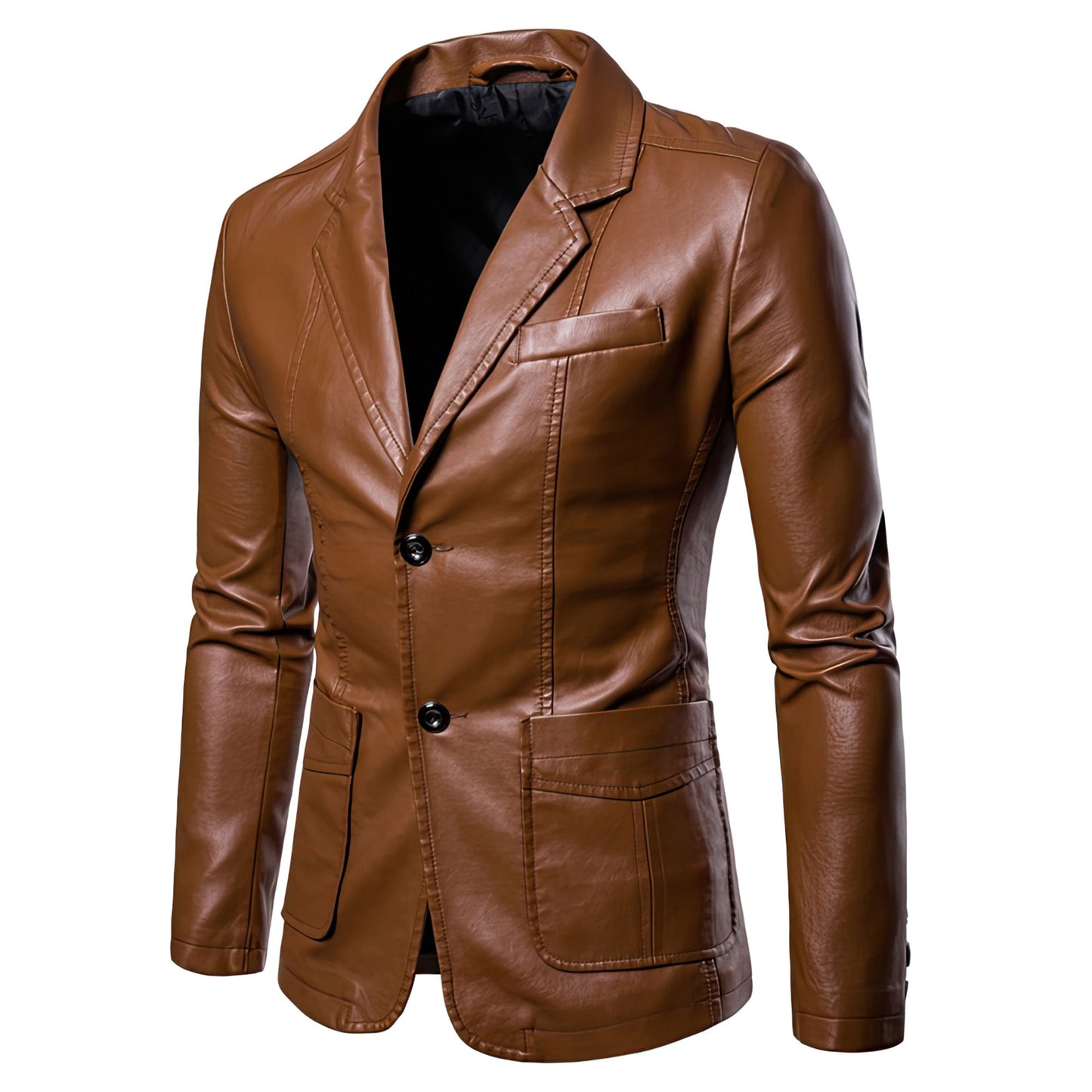 Men's Leather Jacket Dress Suit Coat Men Business Casual Blazers Leather Blazer Man Genuine Leather Jackets