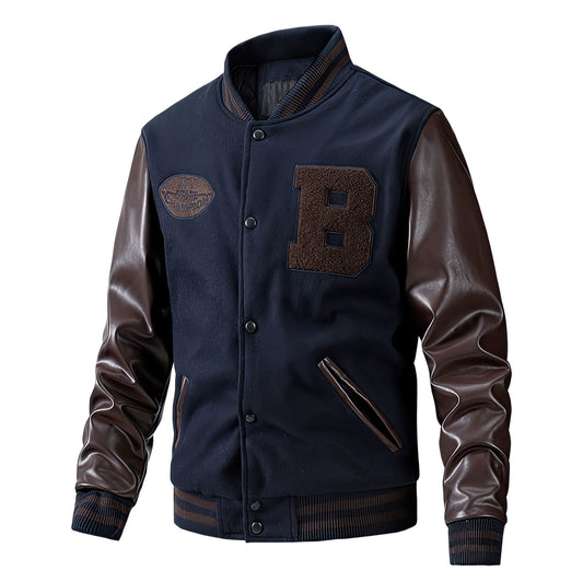 Men's Baseball Jacket Bomber Jackets Autumn Winter Leather Sleeve Thin Cotton Coats