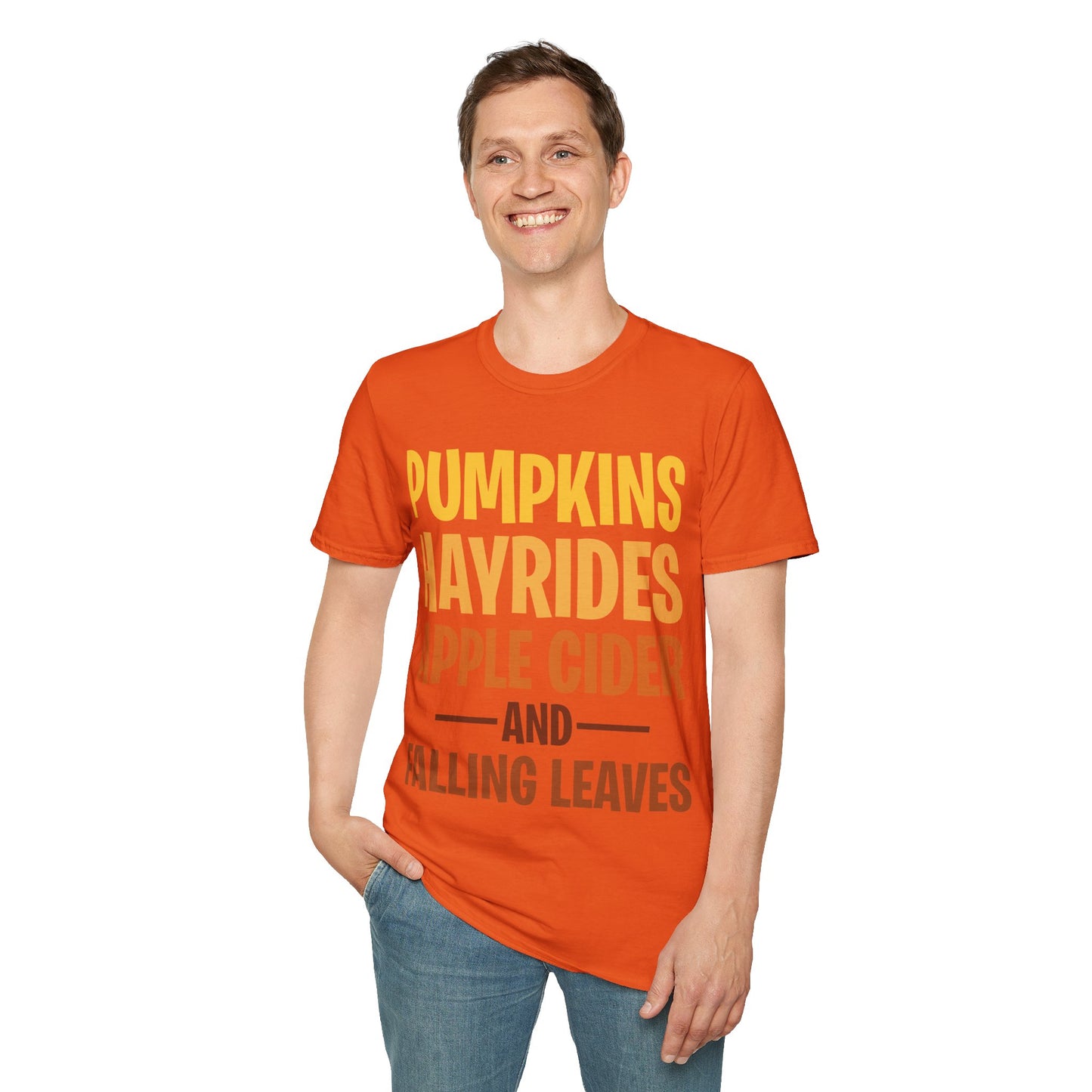 Pumpkins Hayrides Apple Cider & Falling Leaves Halloween T-Shirt Men Women