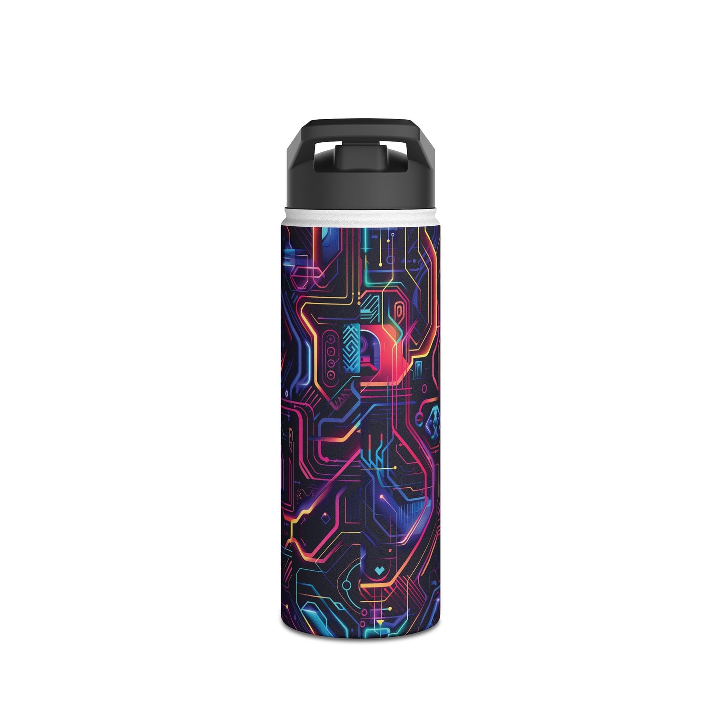 Cyberpunk Neon Vibrant Color Pattern Stainless Steel Water Bottle with Twist-on Lid and Double-Wall Vacuum Insulation