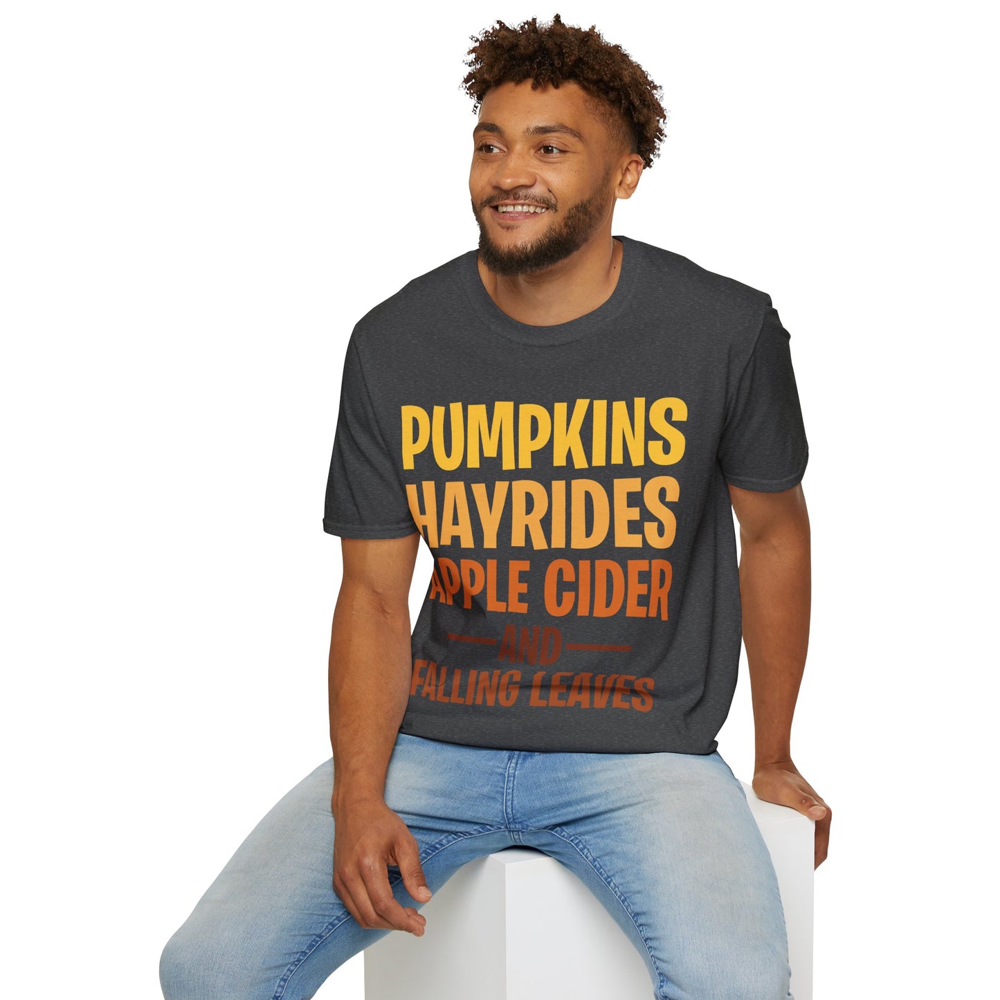 Pumpkins Hayrides Apple Cider & Falling Leaves Halloween T-Shirt Men Women