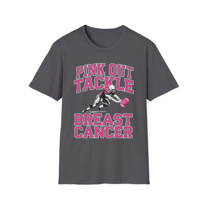 Funny Pink Out Tackle Breast Cancer Awareness American Football T-Shirt For Men Women