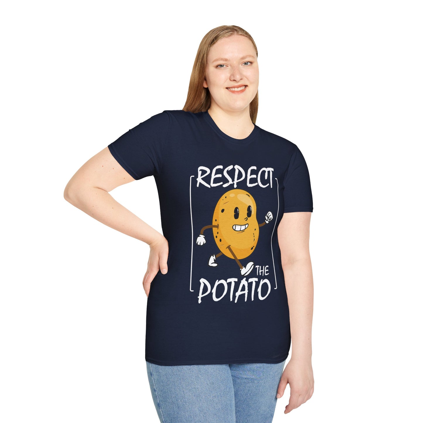 Funny Respect The Potato Gift Men Cute Root Vegetable Lovers Vegan T-Shirt For Men Women T-Shirt