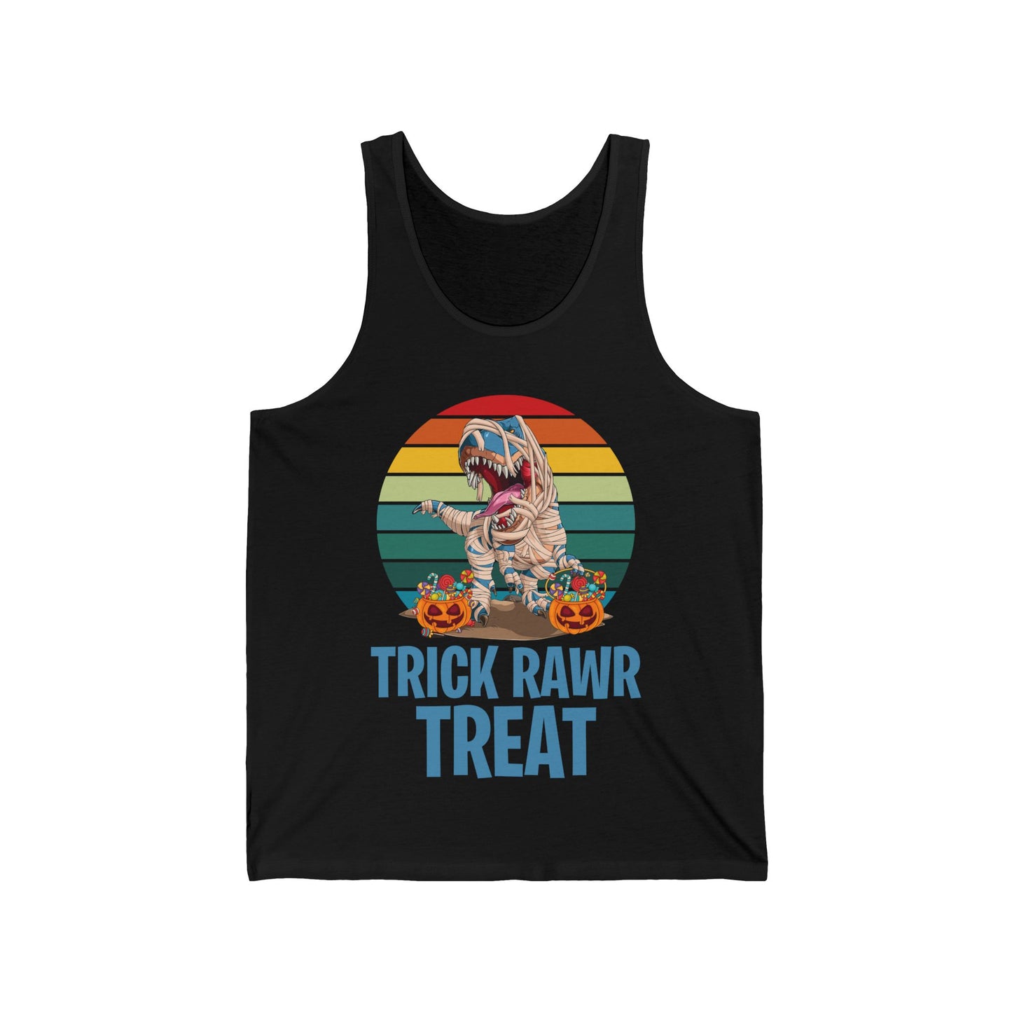 Funny Trick Rawr Treat Halloween Costume Pumpkin Dinosaur Candy T-Rex Lovers Tank Top Men Women