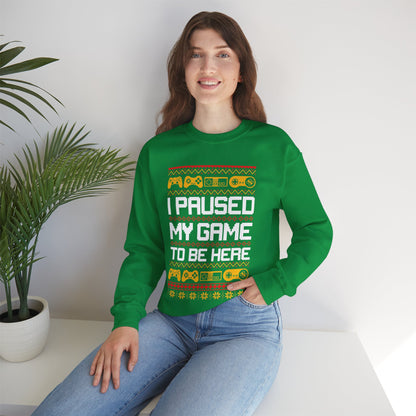 Funny Retro Gamers I Paused My Game to Be Here for Christmas Gamer Sarcastic Party Xmas Jumper Sweater Sweatshirt