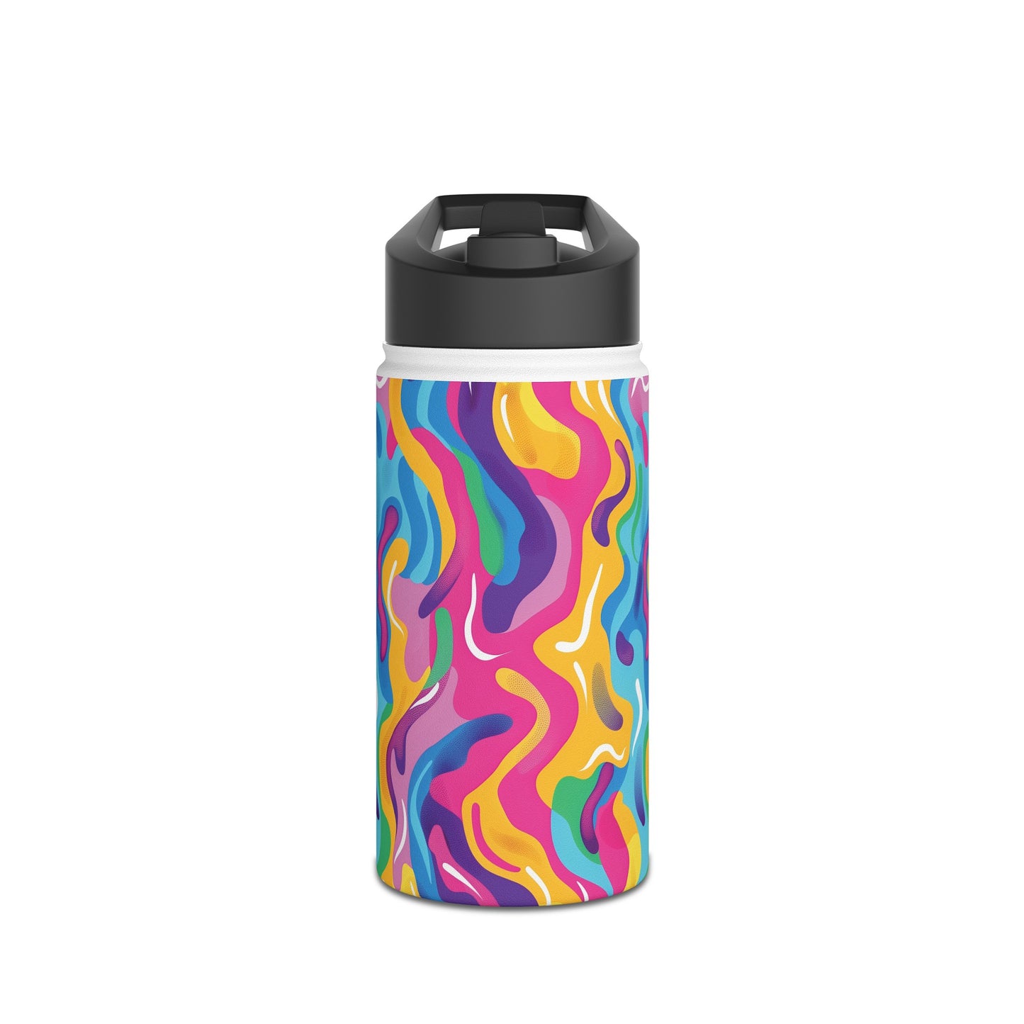 Rainbow Splash Pattern Stainless Steel Water Bottle with Twist-on Lid and Double-Wall Vacuum Insulation