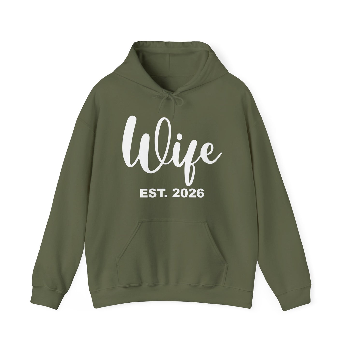 Funny Wife Est 2026 Just Married Bride Honeymoon Couple Wedding Hoodie For Women
