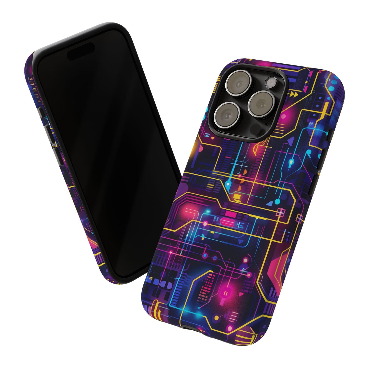 Cyberpunk Neon Vibrant Pattern iPhone 13 14 15 16 Pro Max Plus Case Wireless Charging Compatible Tough Cases Protection, Magnetic Phone Case for iPhone Classic Series