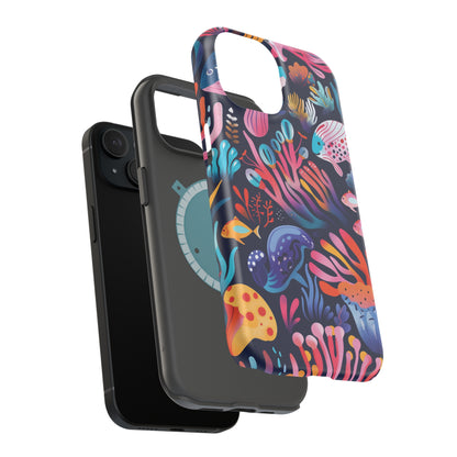 Underwater World Pattern iPhone 13 14 15 Pro Max Plus Case Compatible with MagSafe Tough Cases Protection, Magnetic Phone Case for iPhone  Classic Series