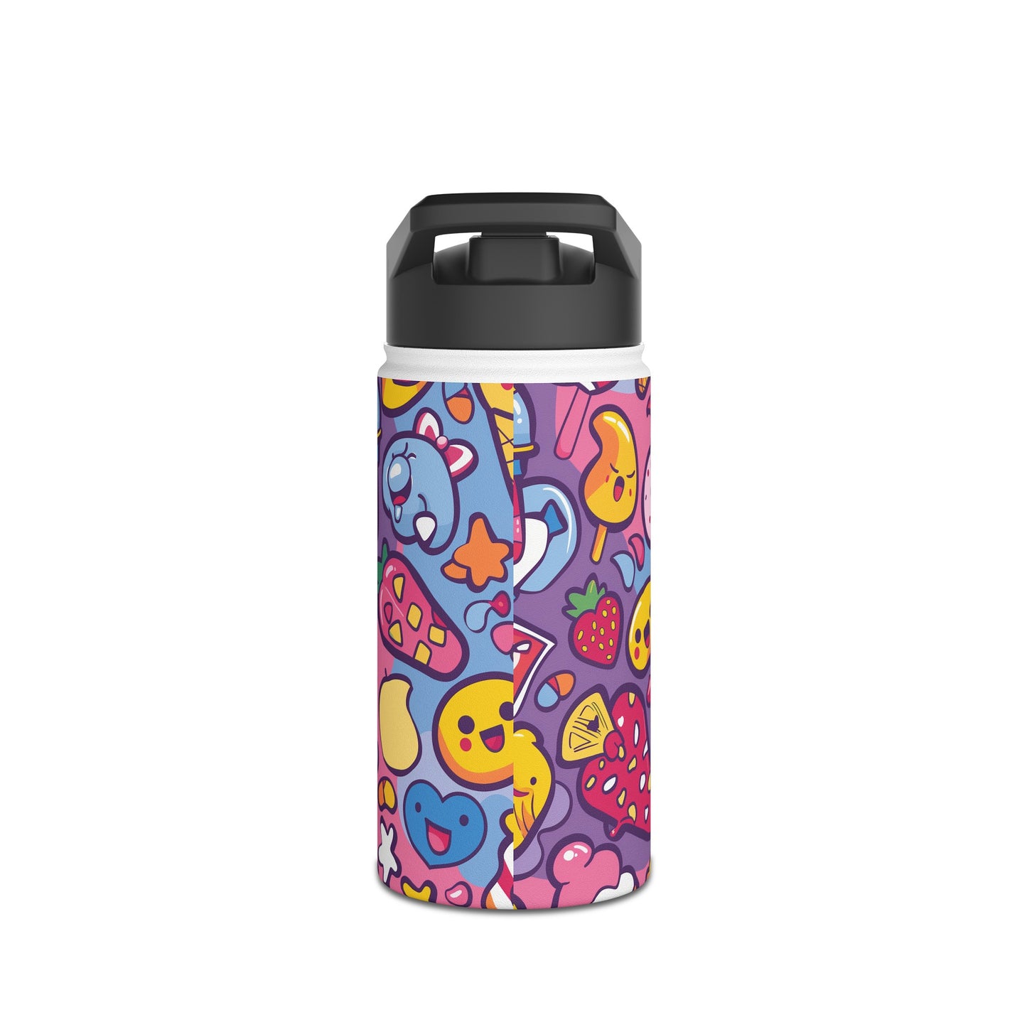 Kawaii Candyland Pattern Stainless Steel Water Bottle with Twist-on Lid and Double-Wall Vacuum Insulation