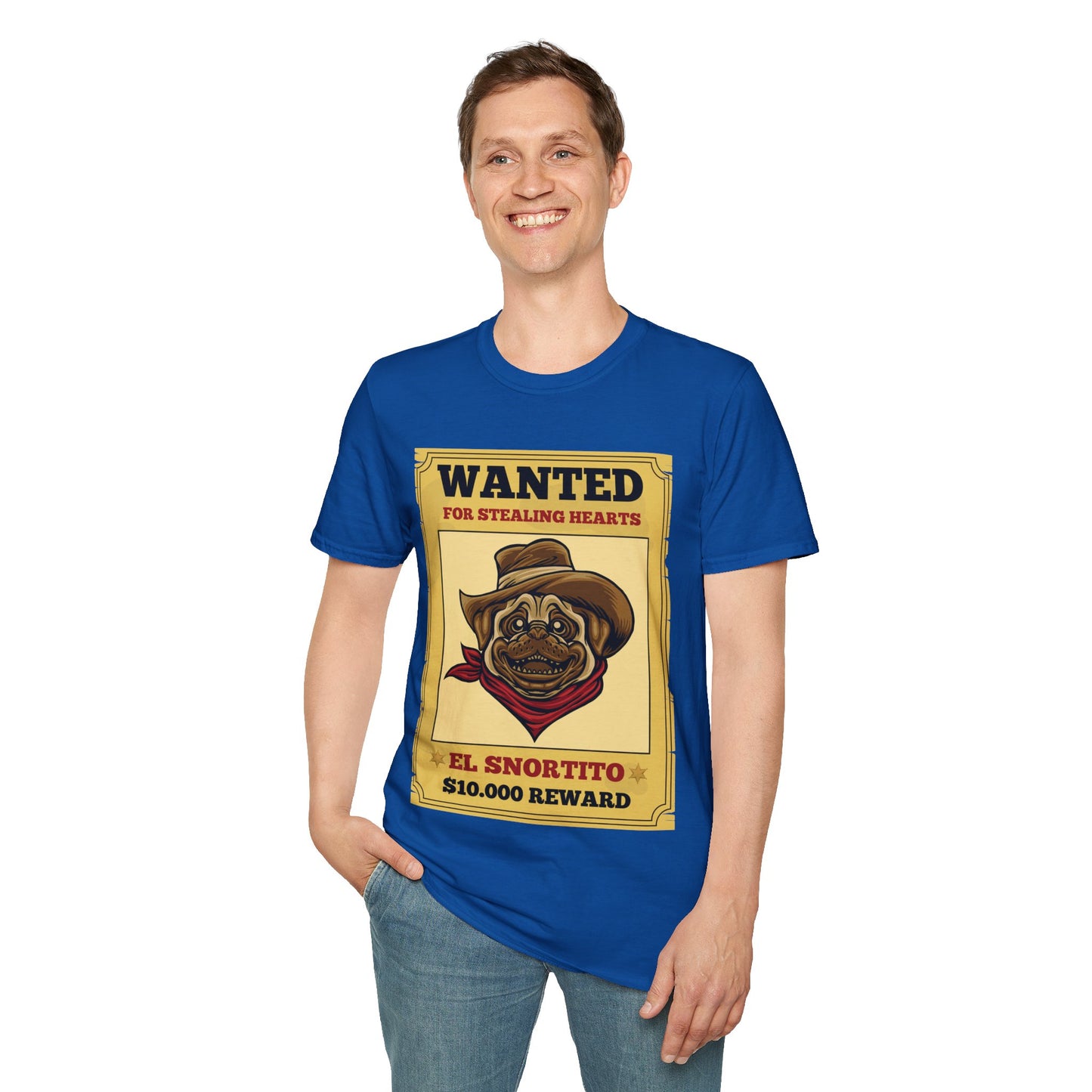 Vintage Pug Wanted Poster Cute Western Cowboy Funny Pug Dog T-Shirt For Men Women T-Shirt