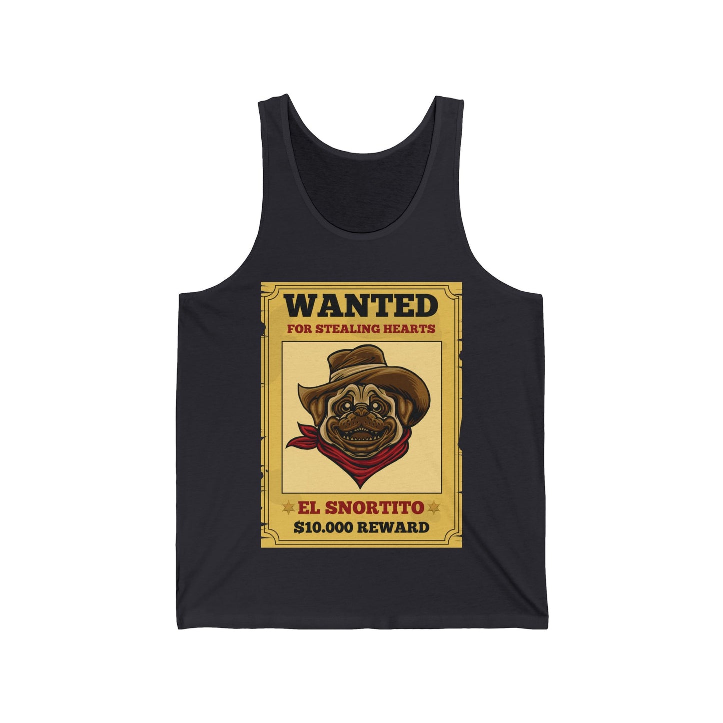 Vintage Pug Wanted Poster Cute Western Cowboy Funny Pug Dog Tank Top For Men Women Tank Top