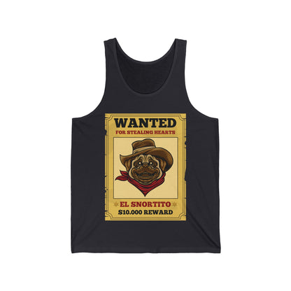 Vintage Pug Wanted Poster Cute Western Cowboy Funny Pug Dog Tank Top For Men Women Tank Top