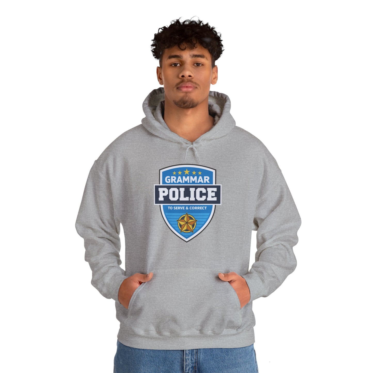 Grammar Police Badge To Serve and Correct Teacher Student Hoodie For Men Women