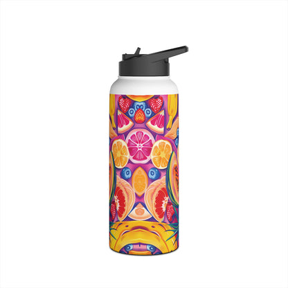 Food Paradise Pattern Stainless Steel Water Bottle with Twist-on Lid and Double-Wall Vacuum Insulation