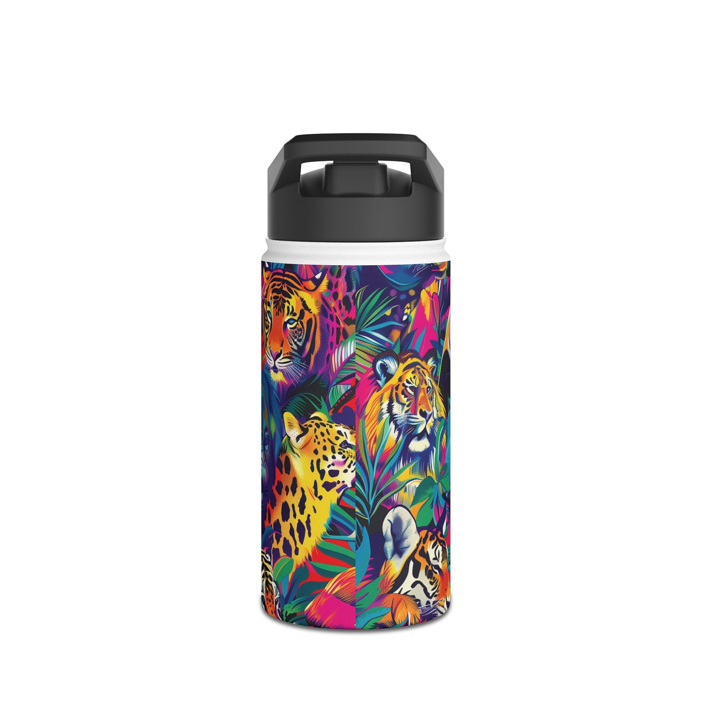 Animal Collage Pattern Stainless Steel Water Bottle with Twist-on Lid and Double-Wall Vacuum Insulation