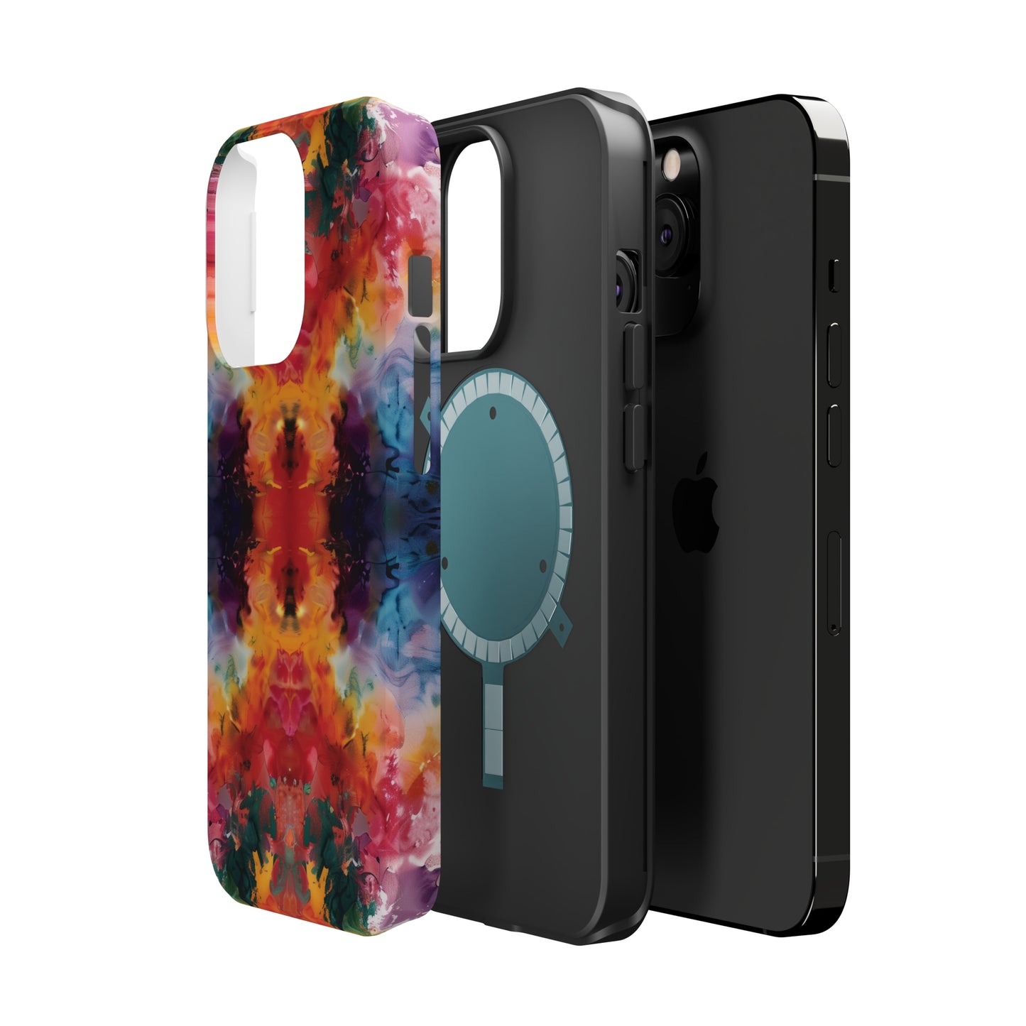 Tie-Dye Dream Vibrant Pattern iPhone 13 14 15 Pro Max Plus Case Compatible with MagSafe Tough Cases Protection, Magnetic Phone Case for iPhone  Classic Series