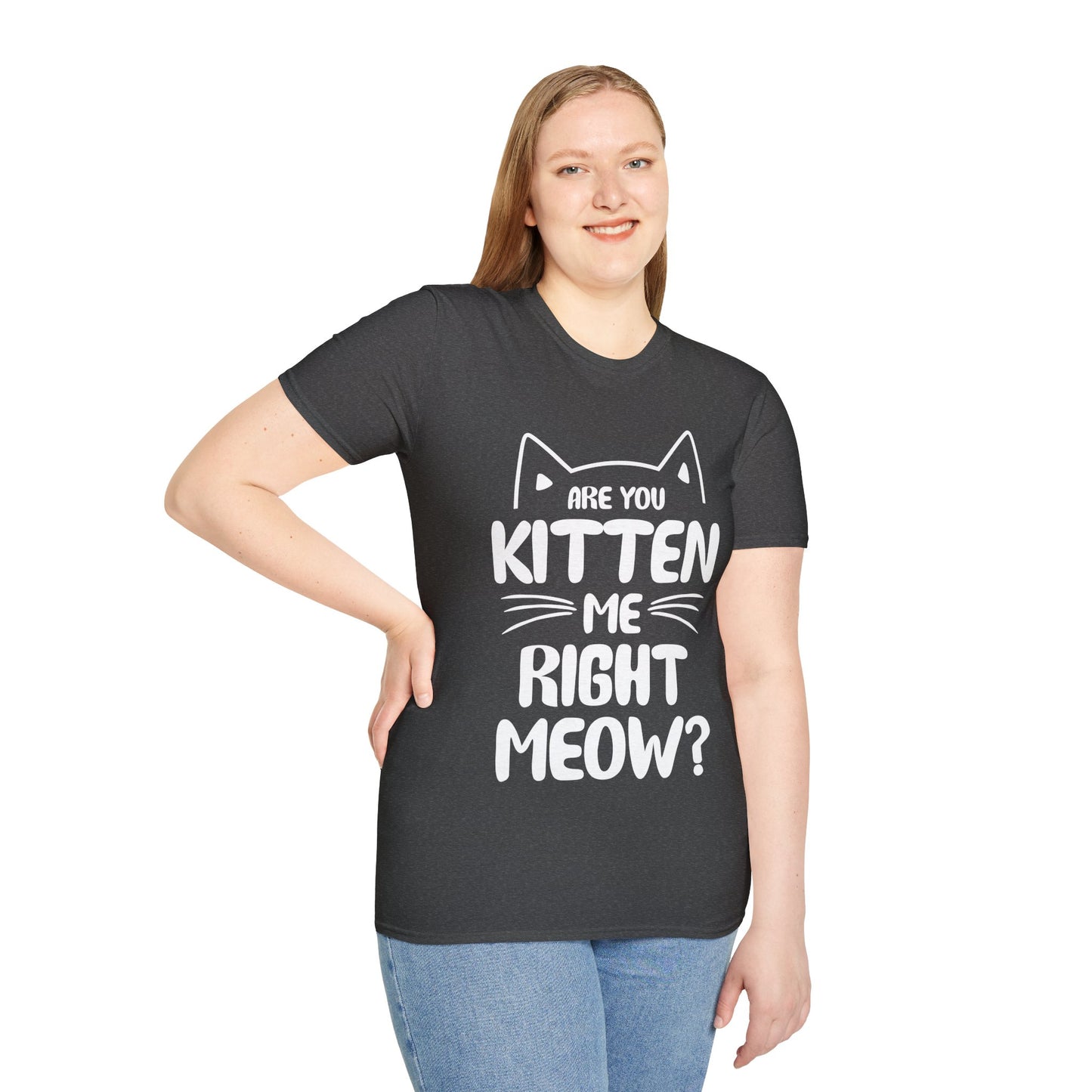 Funny Are You Kitten Me Right Meow T-Shirt Cat Joke Shirt Men Women