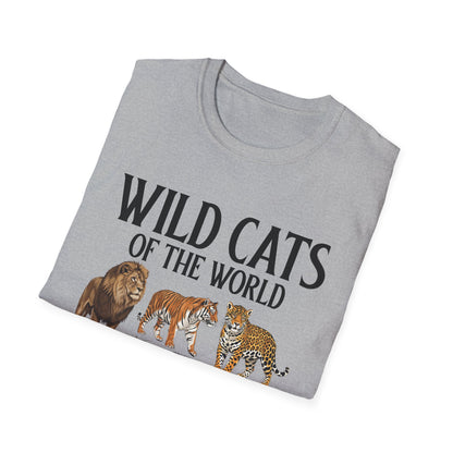 Wild Cats Animals of The World Educational Wild Animal Lover T-Shirt