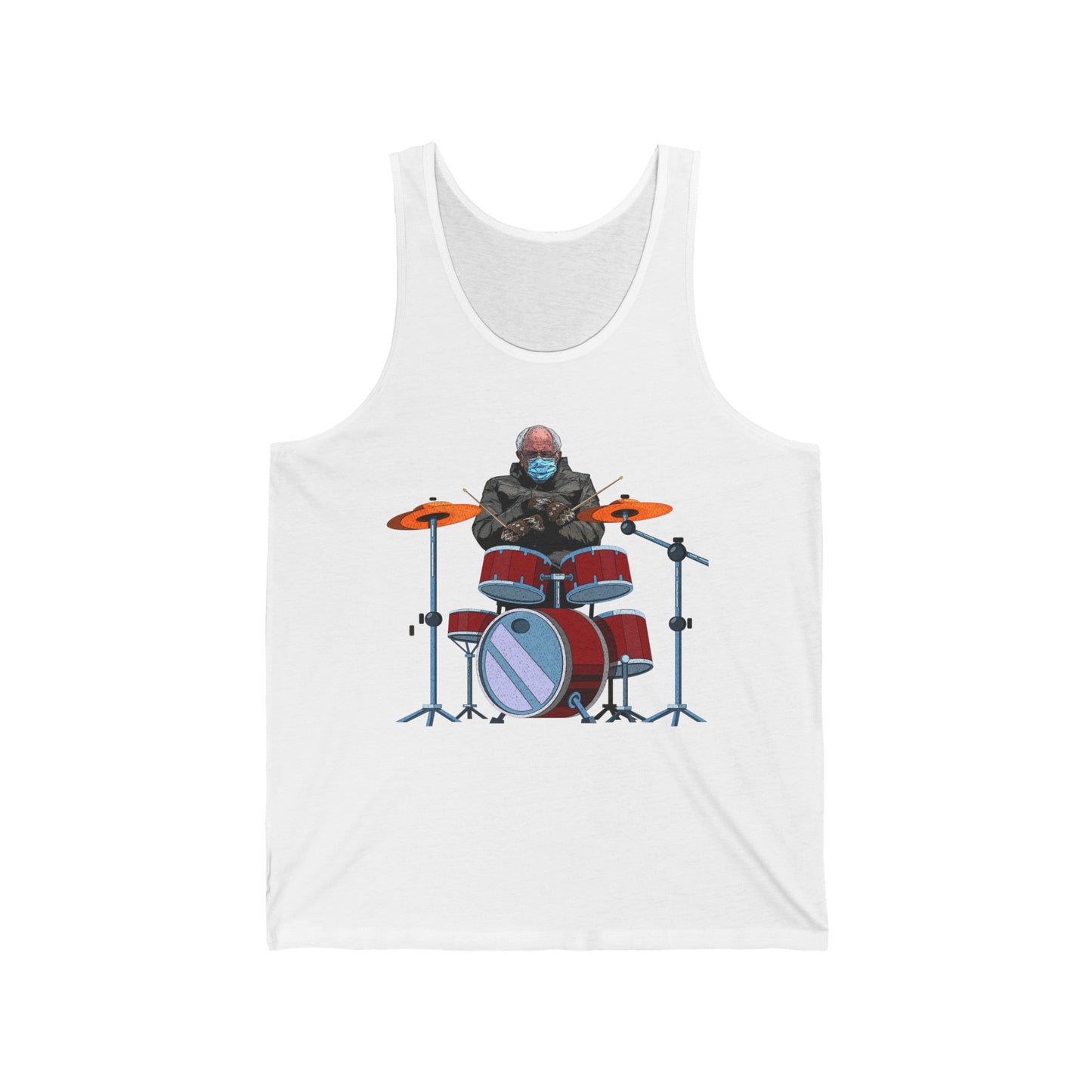 Bernie Sanders Drummer Inauguration Mittens Meme Sitting Drums Tank Tops For Men Women