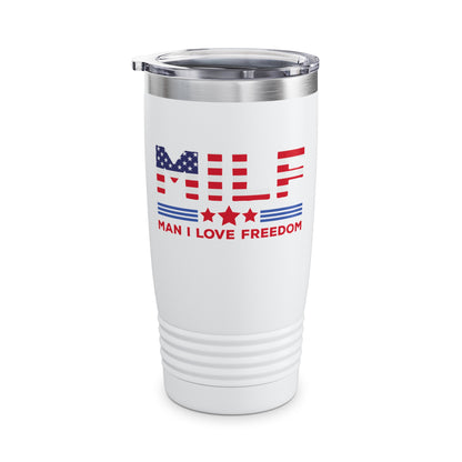 Funny MILF Man I Love Freedom Patriotic 4th Of July Funny Tumbler