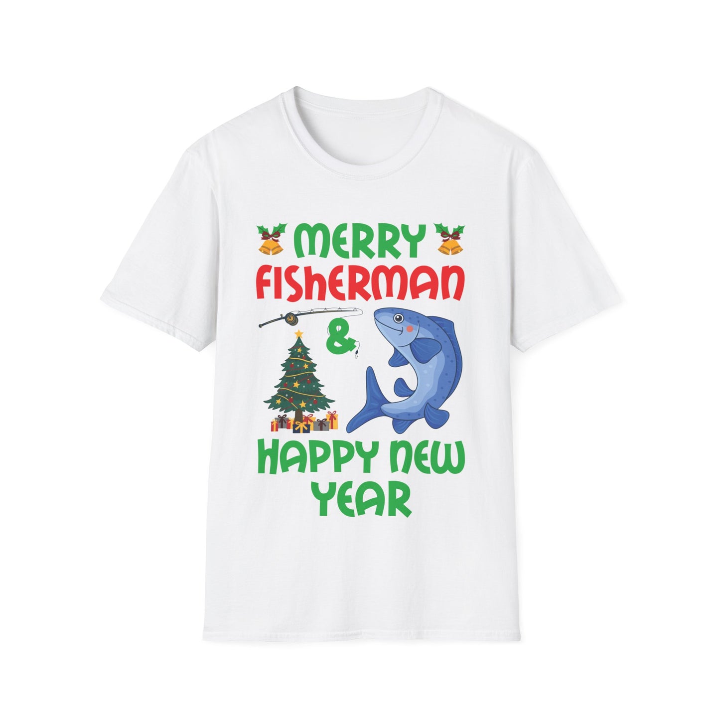 Funny Bass Fishing Merry Fishmas And Happy New Year Christmas Xmas T-Shirt