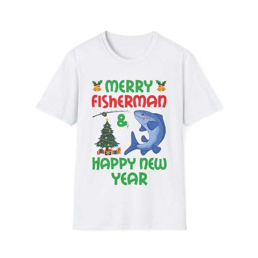 Funny Bass Fishing Merry Fishmas And Happy New Year Christmas Xmas T-Shirt