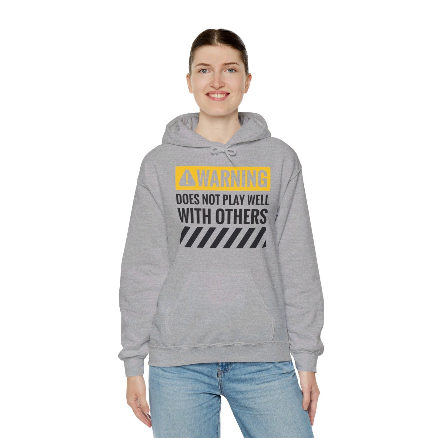 Funny Warning Does Not Play Well With Others Caution Sign Hoodie For Men Women Hoodie