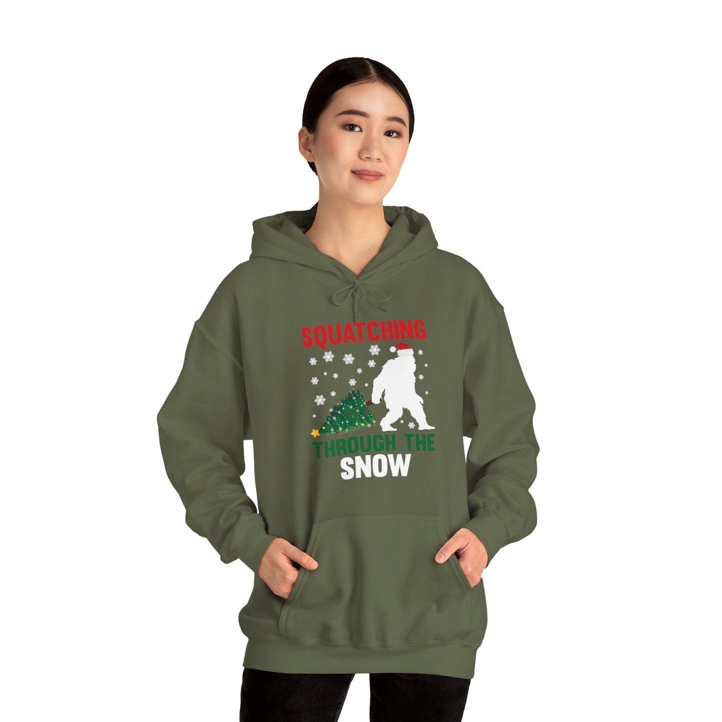 Squatching Through The Snow Funny Bigfoot Christmas Sasquatch Hoodie